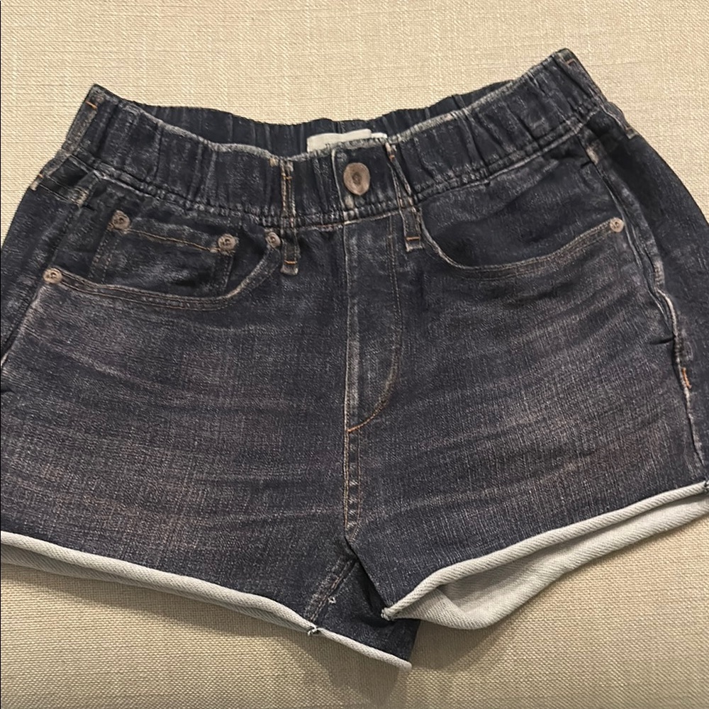 Rag & Bone Blue Jean Shorts with Elastic Waistband and Rolled Hem